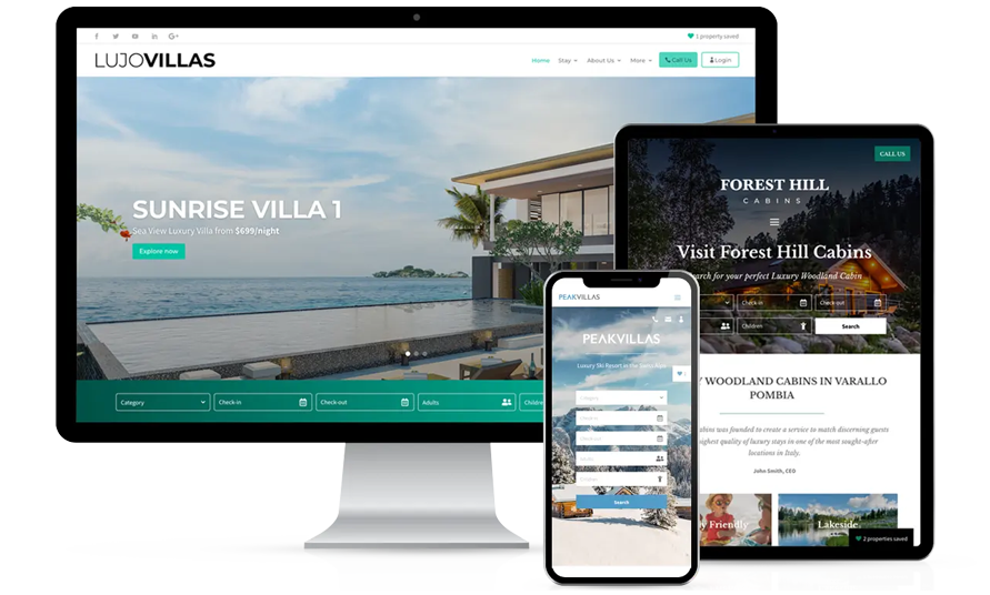 Websites feature of 365 Villas Software